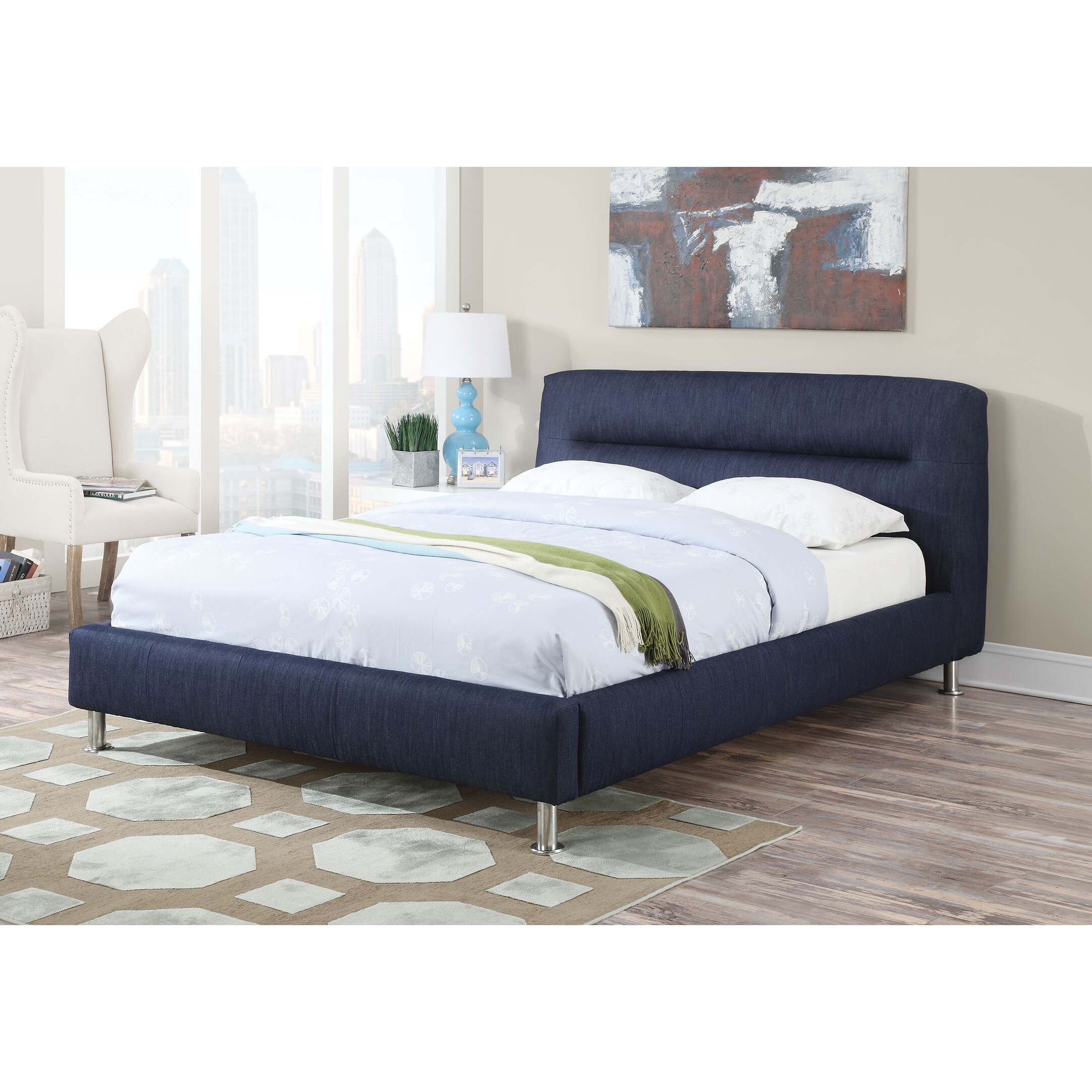 Harper & Bright Designs Beige Modern Wood Frame Queen Size Linen Curved Upholstered  Platform Bed with Nailhead Trim Headboard and Footboard YJH026AAA-Q - The  Home Depot