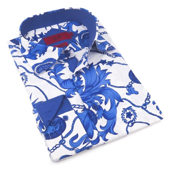 Elie Balleh Milano Italy Men's Navy Cotton Slim Fit Shirt