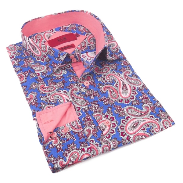 Elie Balleh Milano Italy Men's Paisley Cotton Slim Fit Shirt - Free ...