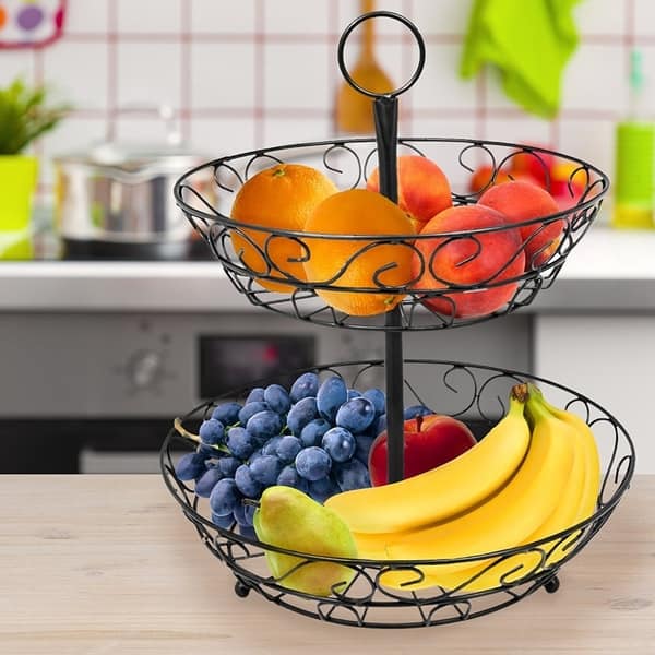 Sorbus 2-Tier Countertop Fruit Basket Holder & Decorative Bowl Stand