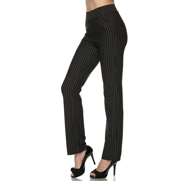 Shop JED Women's Black/Navy Polyester and Spandex Pinstripe Stretchy ...