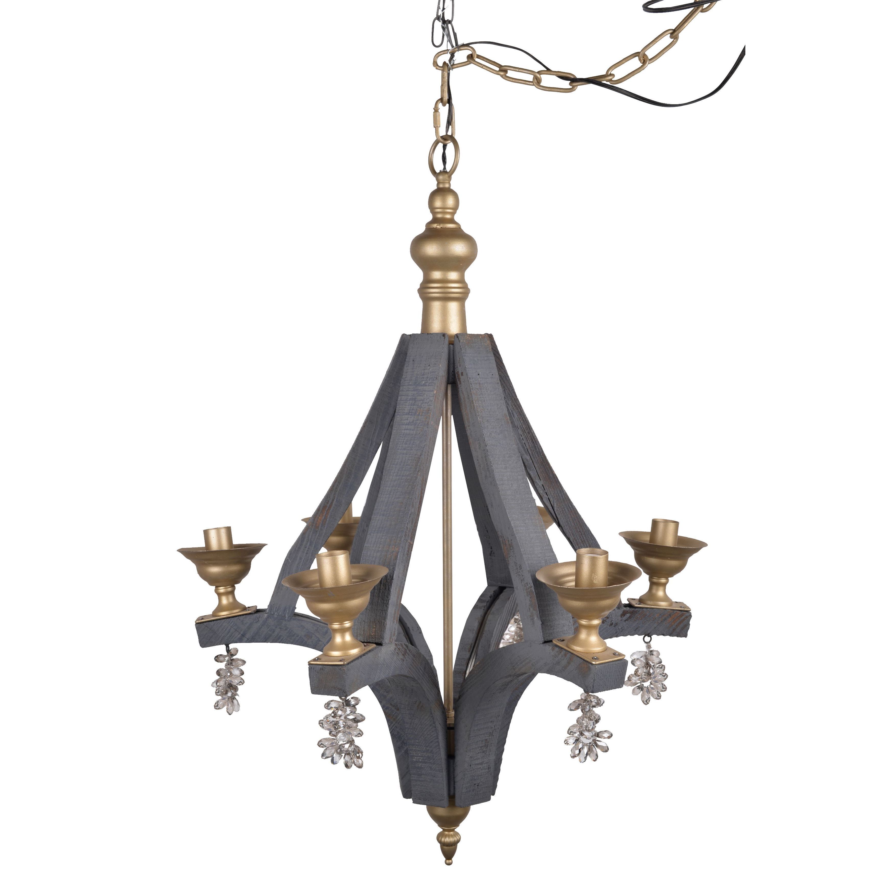 Iron and Wood Rustic Grey Chandelier (22X22X20" CHANDELIER) - Chandeliers For Bedrooms by Overstock.com