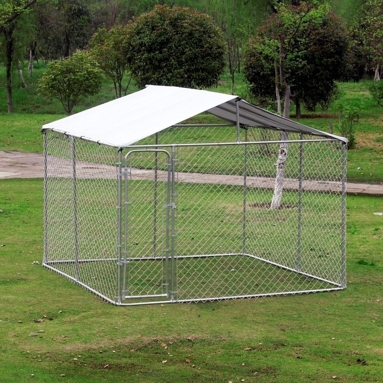 Pawhut 10'x10' Outdoor Chain Link Dog Kennel with Silver | eBay