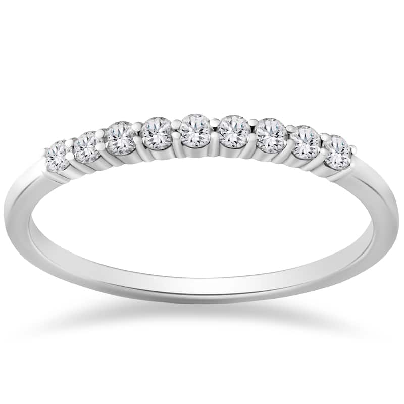 14k White Gold 1/4ct TDW Eco Friendly Lab Grown Diamond Wedding Stackble Ring - White I-J - 4.5