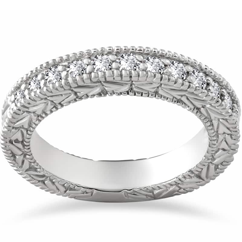14k White Gold 1/4 ct Eco Friendly Lab Grown Diamond Wedding Stackable Ring - 4