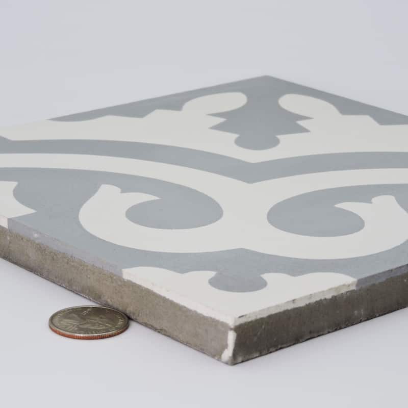 Handmade Tanger in Grey and White Tile, Pack of 12 (Morocco)