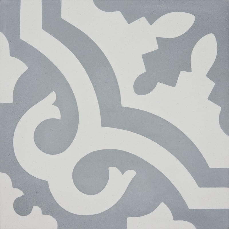 Handmade Tanger in Grey and White Tile, Pack of 12 (Morocco)