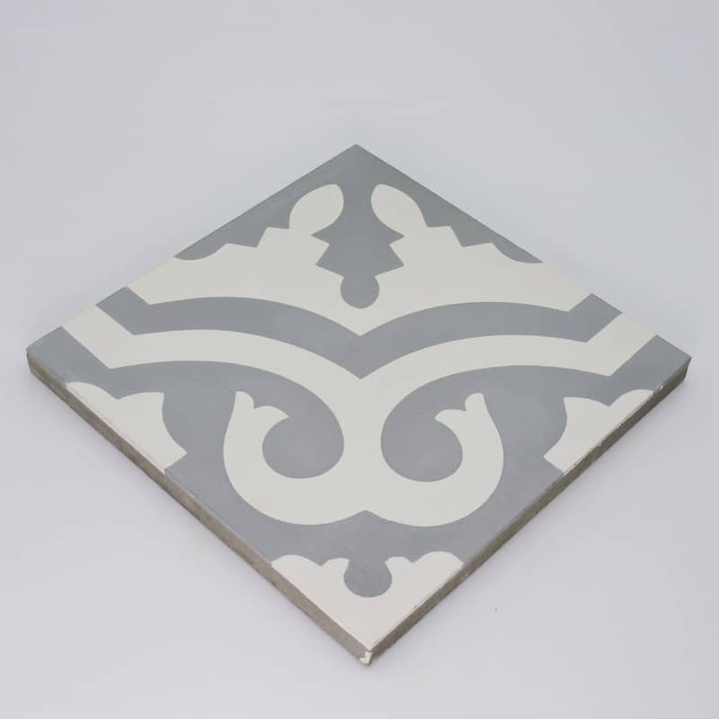Handmade Tanger in Grey and White Tile, Pack of 12 (Morocco)