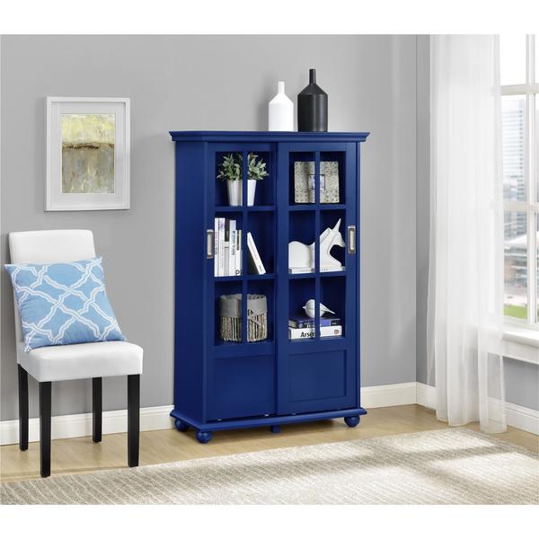 Ameriwood Home Aaron Lane Navy Bookcase With Sliding Gl Ameriwood Home Aaron Lane Navy Bookcase With Sliding Gl Doors