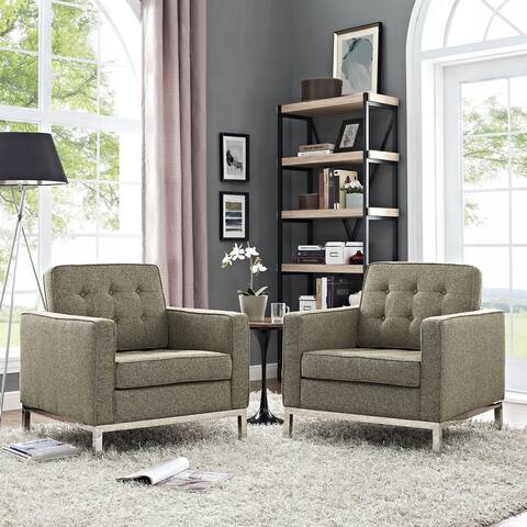 Modway Loft Grey and Off-white Fabric Armchairs (Set of 2)