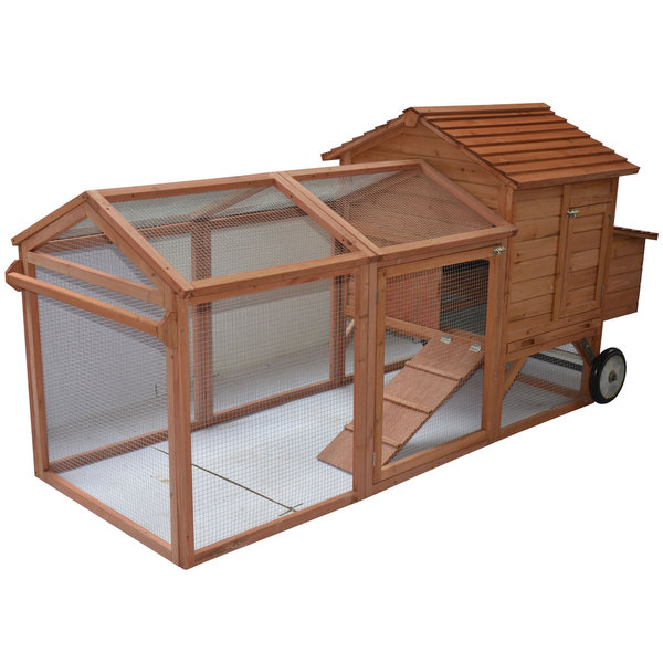 Shop Pawhut 96 Inch Wooden Backyard Hen House Chicken Coop On Sale