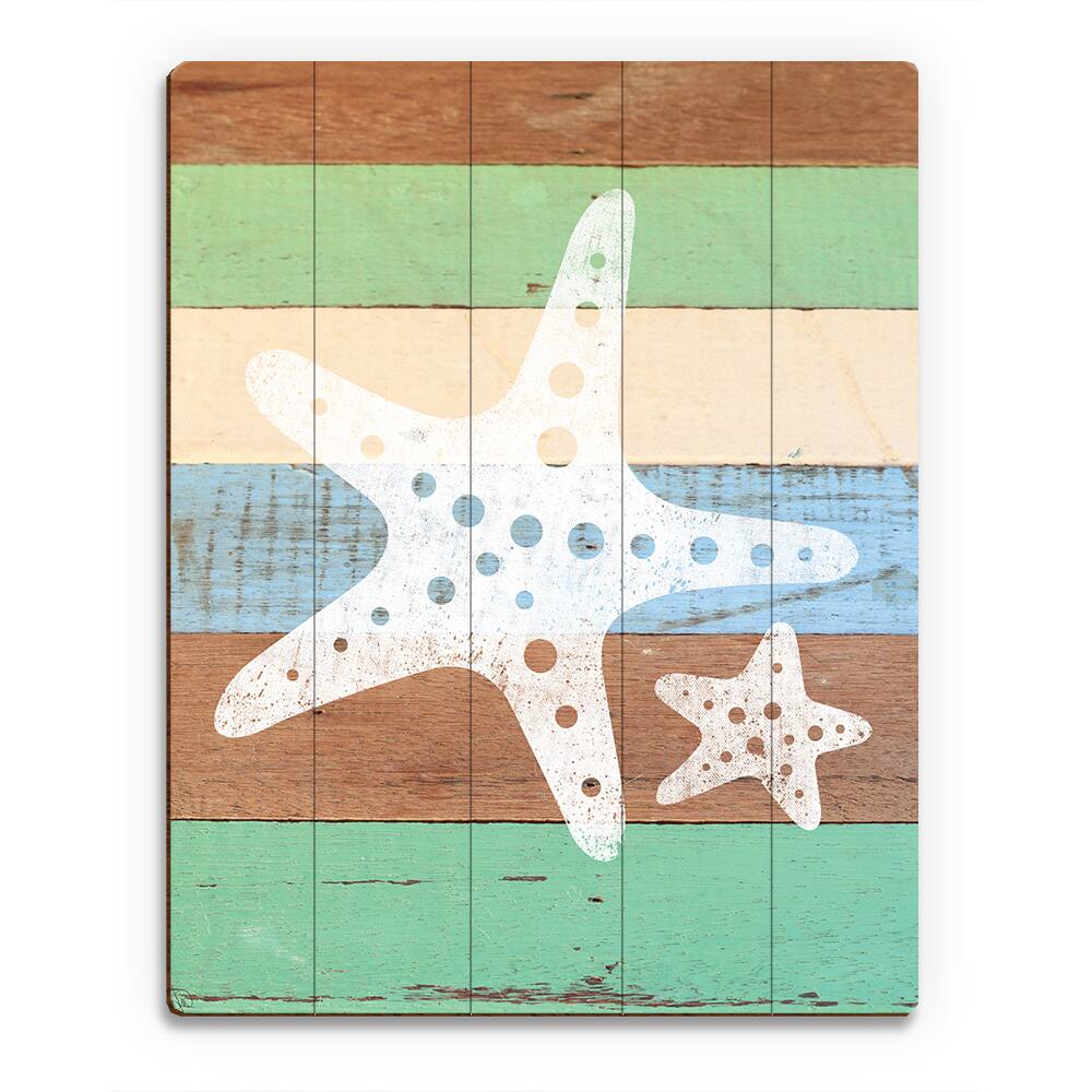 'White Starfish' Wood Wall Art