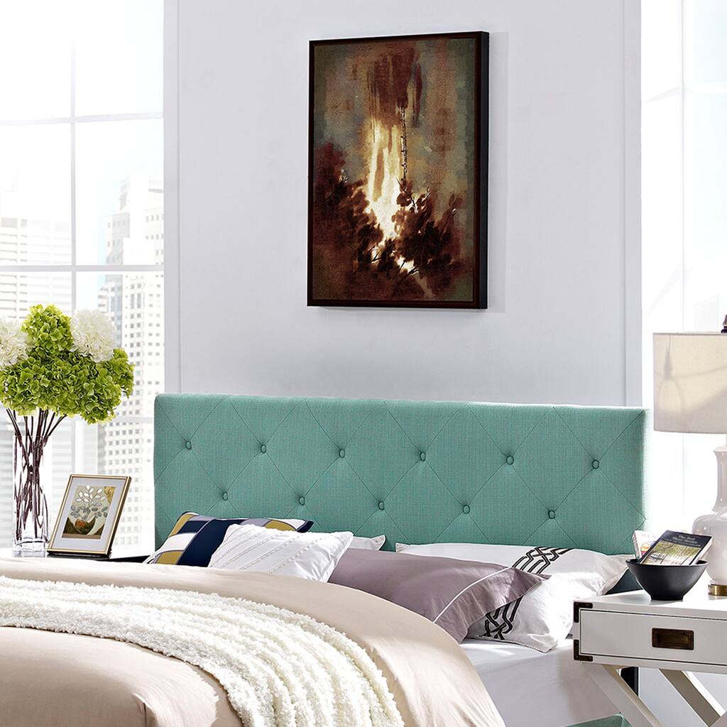 Terisa Laguna Off-white Fabric/Wood/Metal Full Headboard