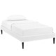 preview thumbnail 3 of 3, Sherry White Vinyl Twin Bed Frame With Round Tapered Legs