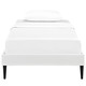 preview thumbnail 5 of 3, Sherry White Vinyl Twin Bed Frame With Round Tapered Legs