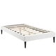 preview thumbnail 2 of 3, Sherry White Vinyl Twin Bed Frame With Round Tapered Legs