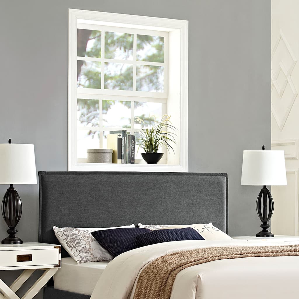 Modway Camille Grey Polyester/Solid Wood Full-size Upholstered Headboard