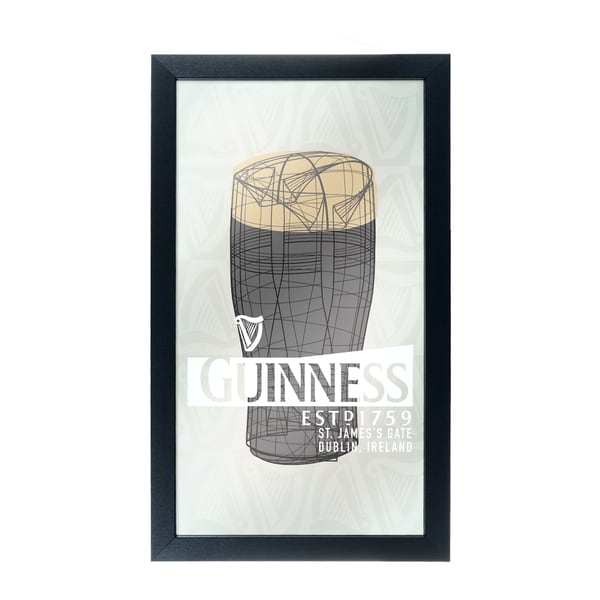 Guinness Framed Mirror Wall Plaque 15 x 26 Inches