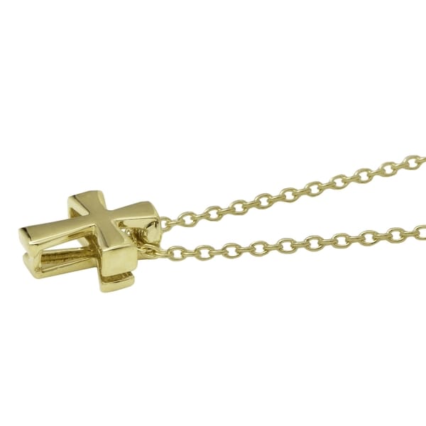 14K Yellow Gold Cross Pendant on an Adjustable 14K Yellow Gold Chain Necklace