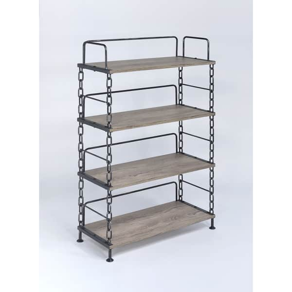 Shop Jodie Industrial Style Bookshelf Rustic Oak Antique Black