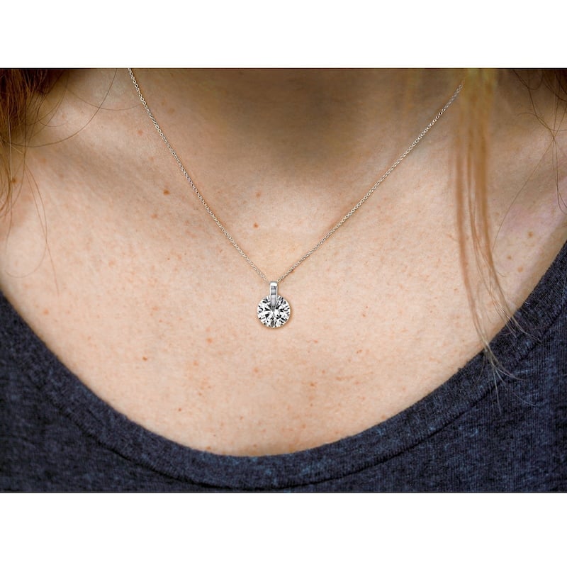Annello by Kobelli 14k White Gold 1 7/8 Carat Round Moissanite Solitaire Necklace