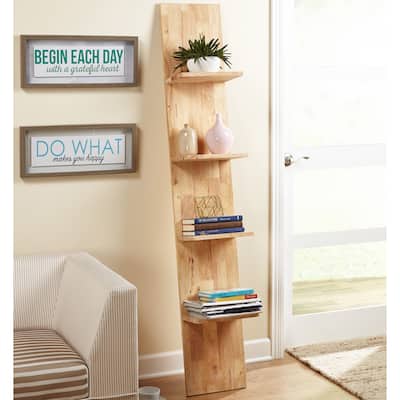 Simple Living Beanstalk Natural Rubberwood Ladder Shelf