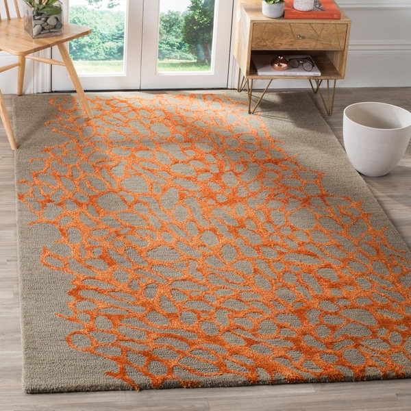 Safavieh Handmade Blossom Abstract Grey Orange Wool Rug 8 Safavieh Handmade Blossom Abstract Grey Orange Wool Rug 8 X27