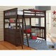 preview thumbnail 2 of 0, Highlands Collection Espresso Full Loft Bed With Desk