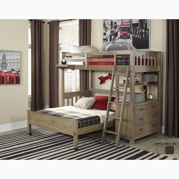 Ne Kids Highlands Collection Grey Driftwood Finish Loft Bed Set