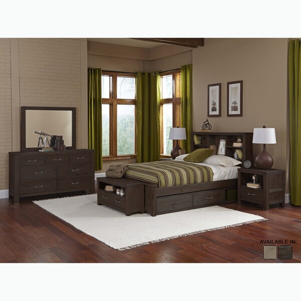 NE Kids Highlands Collection Espresso Pinewood 48-inch x 57.25-inch x 86.5-inch Full Bookcase Bed