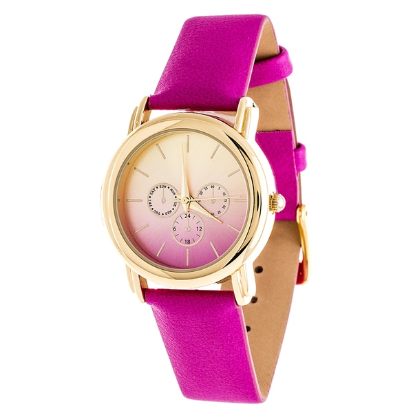 Shop Fortune NYC Gold Case and Turquoise Leather Strap Watch - Pink ...