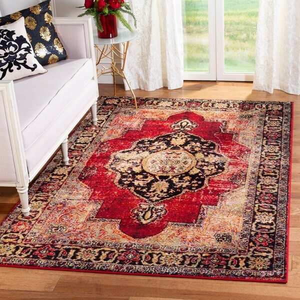 Safavieh Vintage Hamadan Medallion Red/ Multi Distressed Rug - 9' x 12'