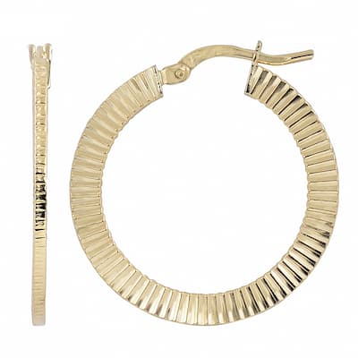 Fremada Italian 14k Yellow Gold 2x20-mm Textured Flat Round Hoop Earrings