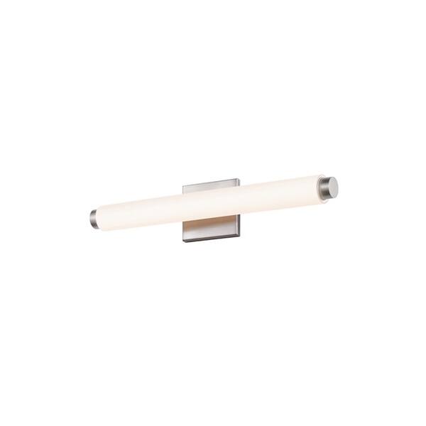 slide 1 of 1, Tubo Slim Satin Nickel Drum Trim LED Vanity