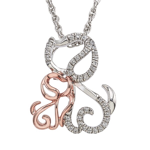 10k Rose Gold And Sterling Silver 1 8ct Tdw Diamond Dog Mom 10k Rose Gold And Sterling Silver 1 8ct Tdw Diamond Dog Mom Child Necklace