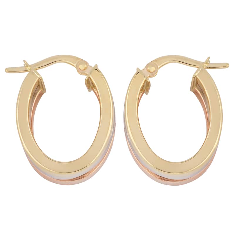 Fremada Italian 14k Tri-color High Polish Triple Oval Hoop Earrings