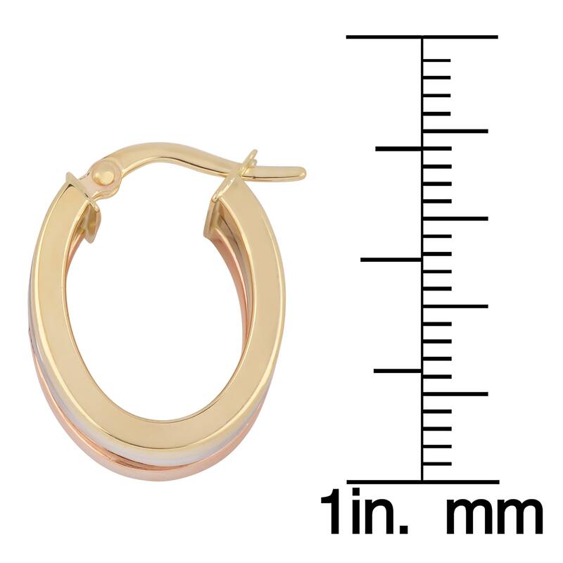 Fremada Italian 14k Tri-color High Polish Triple Oval Hoop Earrings
