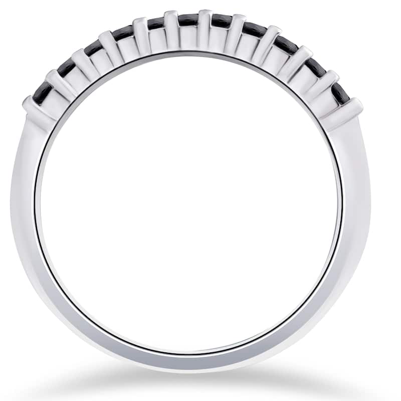 10k White Gold 1/3 ct TDW Black Diamond Wedding Stackable Ring