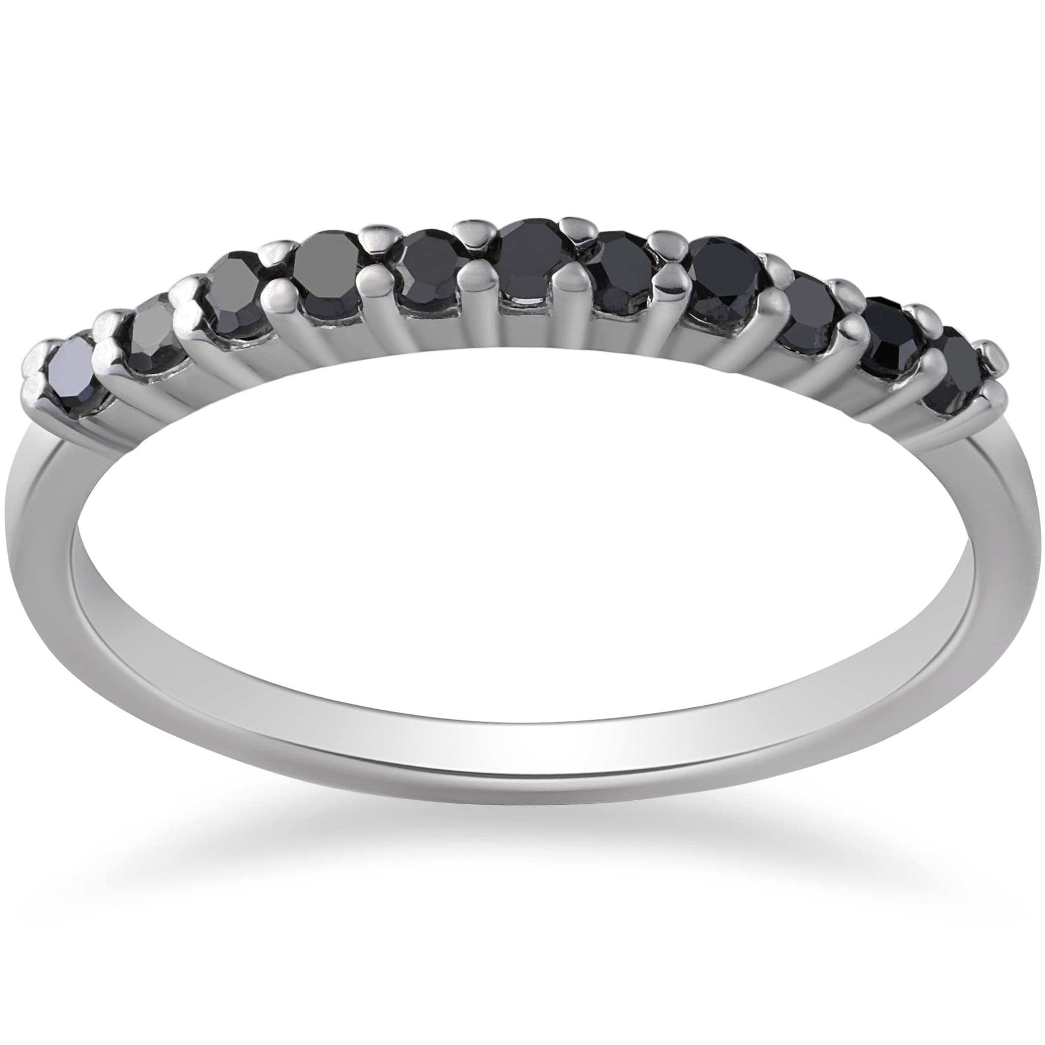 10k White Gold 1/3 ct TDW Black Diamond Wedding Stackable Ring