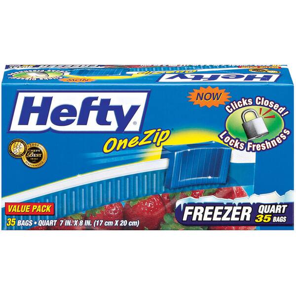 Hefty OneZip Freezer Zip Bags, 1 qt - 35 count