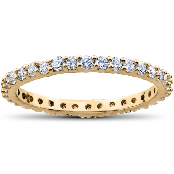18k Yellow Gold 1ct TDW Diamond Eternity Ring Stackable Womens Band