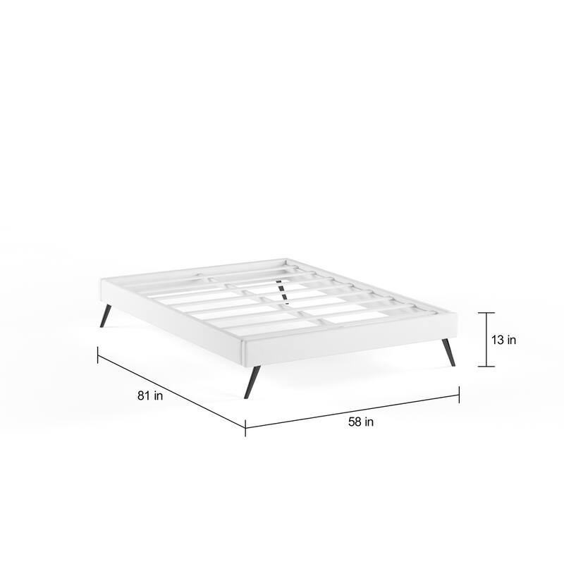 Carson Carrington Storfors White Wood Platform Bed with Round Splayed Legs
