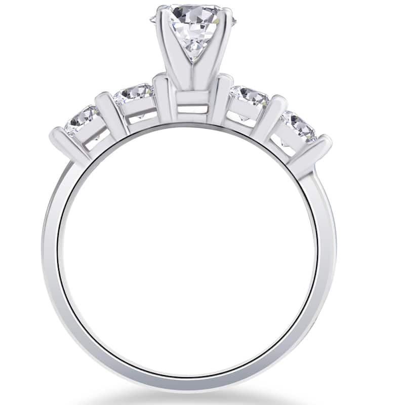 14k White Gold 1 ct TDW Diamond Engagement Ring 4-Prong Solitaire Brilliant Cut