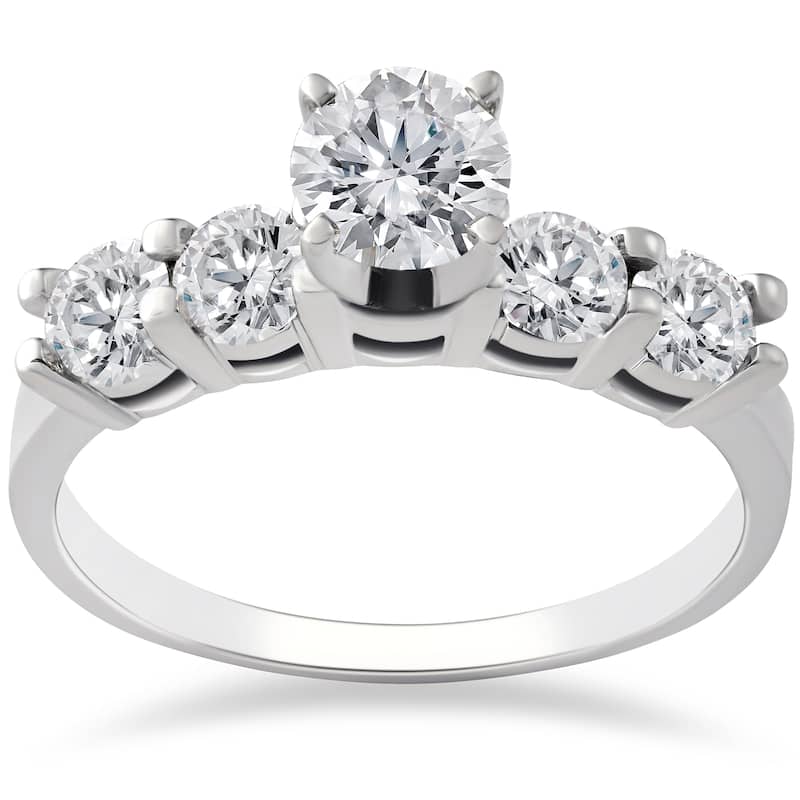 14k White Gold 1 ct TDW Diamond Engagement Ring 4-Prong Solitaire Brilliant Cut - 4
