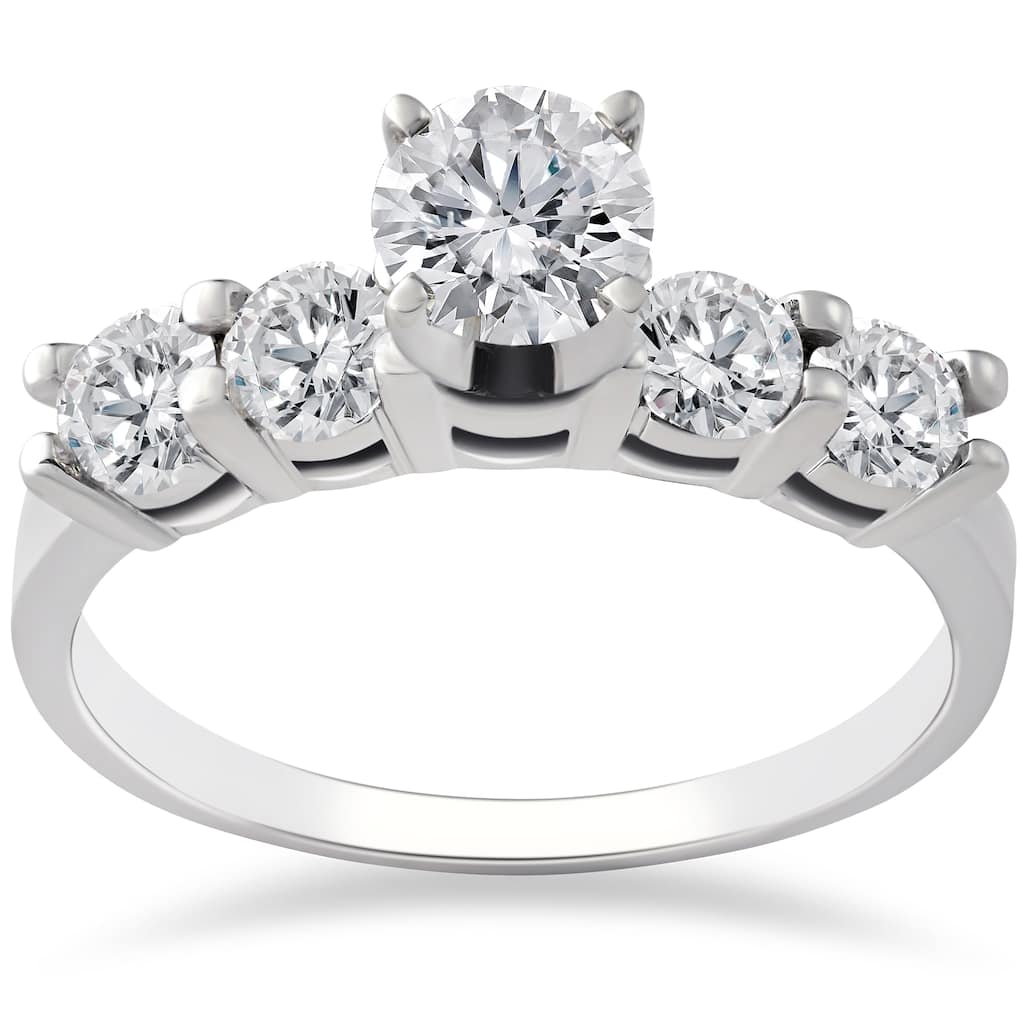 14k White Gold 1 ct TDW Diamond Engagement Ring 4-Prong Solitaire Brilliant Cut