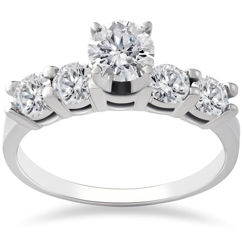 14k White Gold 1 ct TDW Diamond Engagement Ring 4-Prong Solitaire Brilliant Cut