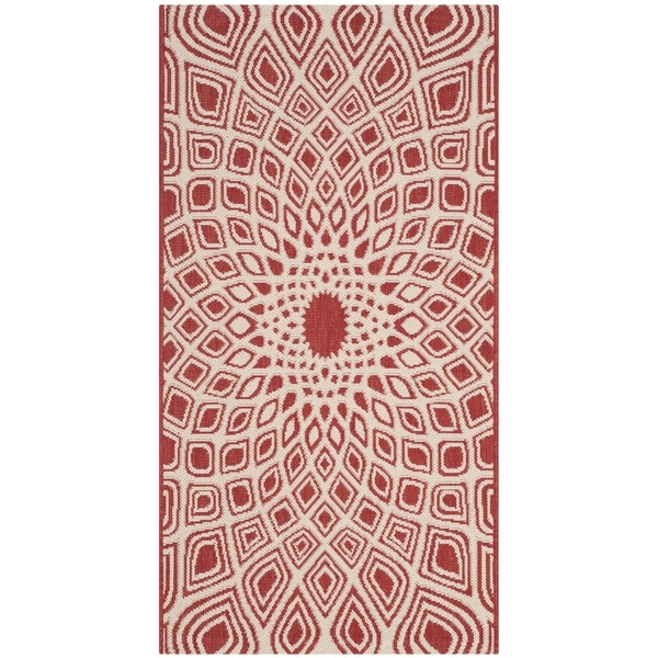 Safavieh Courtyard Optic Red/ Beige Indoor/ Outdoor Runner Rug - 2' 7 x 5'