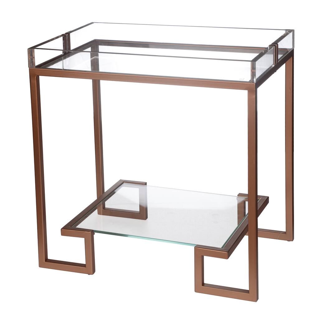 Rose Gold Metal and Glass 24-inch x 16-inch x 24-inch Side Table
