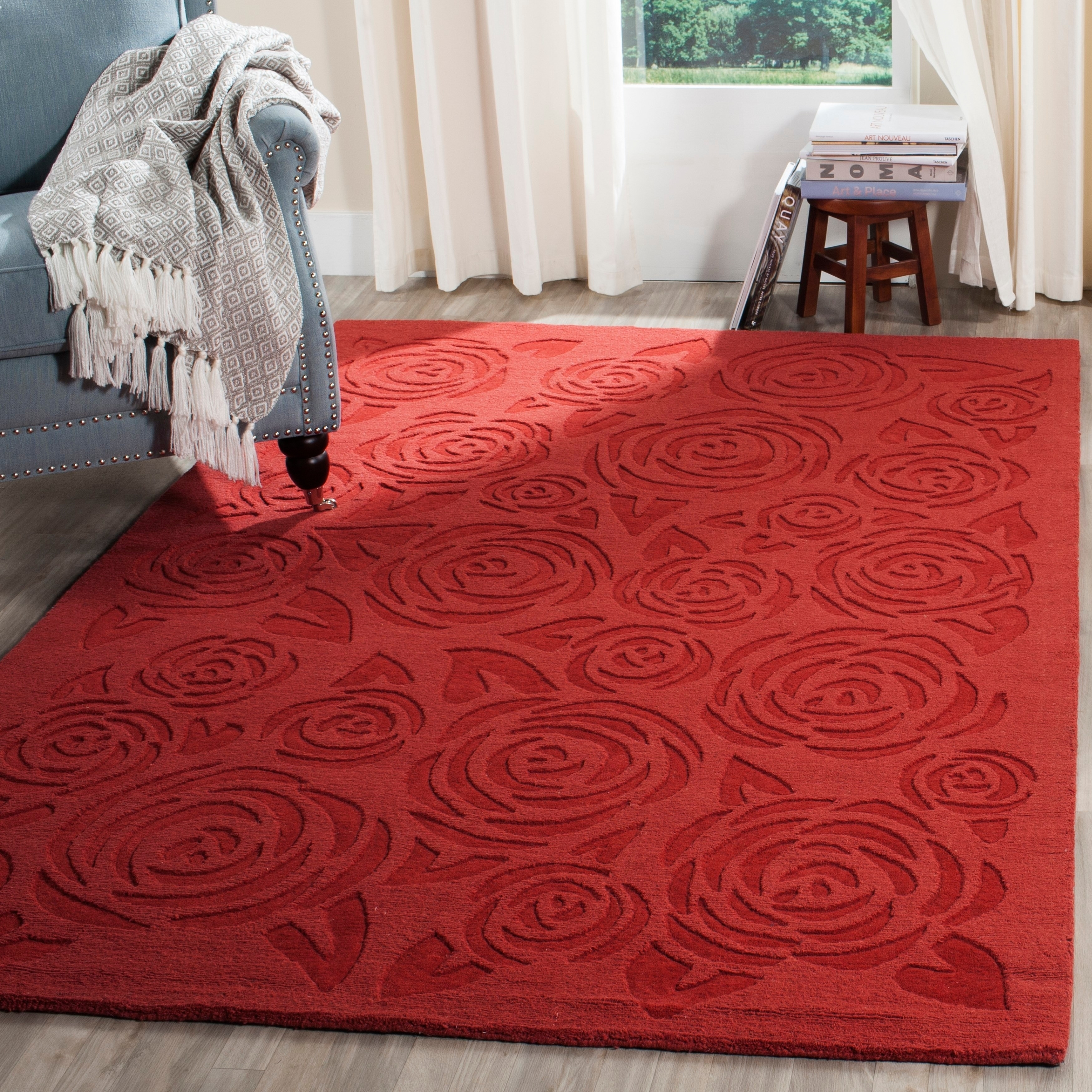 Martha By Safavieh Block Print Rose Wool Rug Ebay Safavieh Block Print Rose Wool Rug