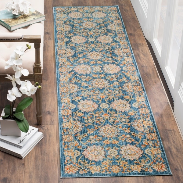 Safavieh Vintage Persian Turquoise/ Multi Distressed Silky Runner Rug - 2'2" x 12'